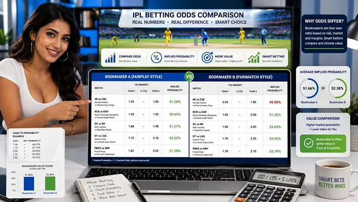 Comparison of IPL betting odds between Fairplay Pro and Parimatch using real match data
