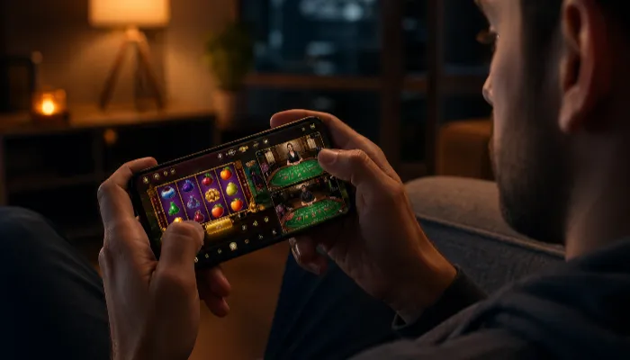 Fairplay live casino games and slots interface on mobile screen