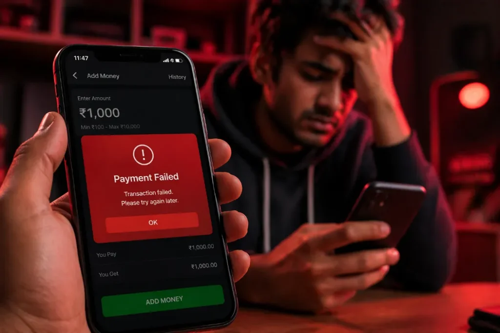 Fairplay App Issues Login Problem and Payment Failure Warning Fairplay app login error and payment failed issue on mobile screen