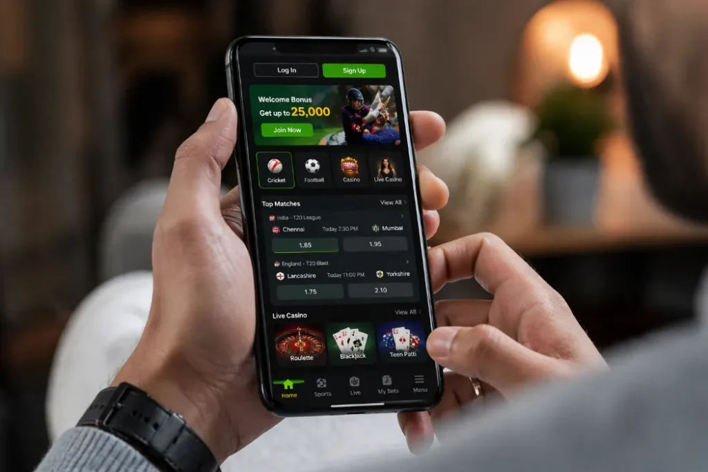 Fairplay Online App Features and User Dashboard Experience User using fairplay online app dashboard on smartphone showing features and interface