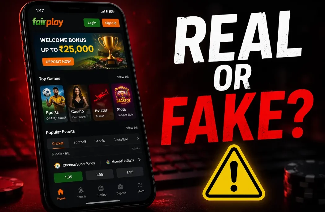 Fairplay real or fake honest review with warning sign and app interface