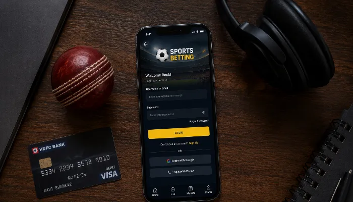 Smartphone showing 4rabet sports betting login dashboard