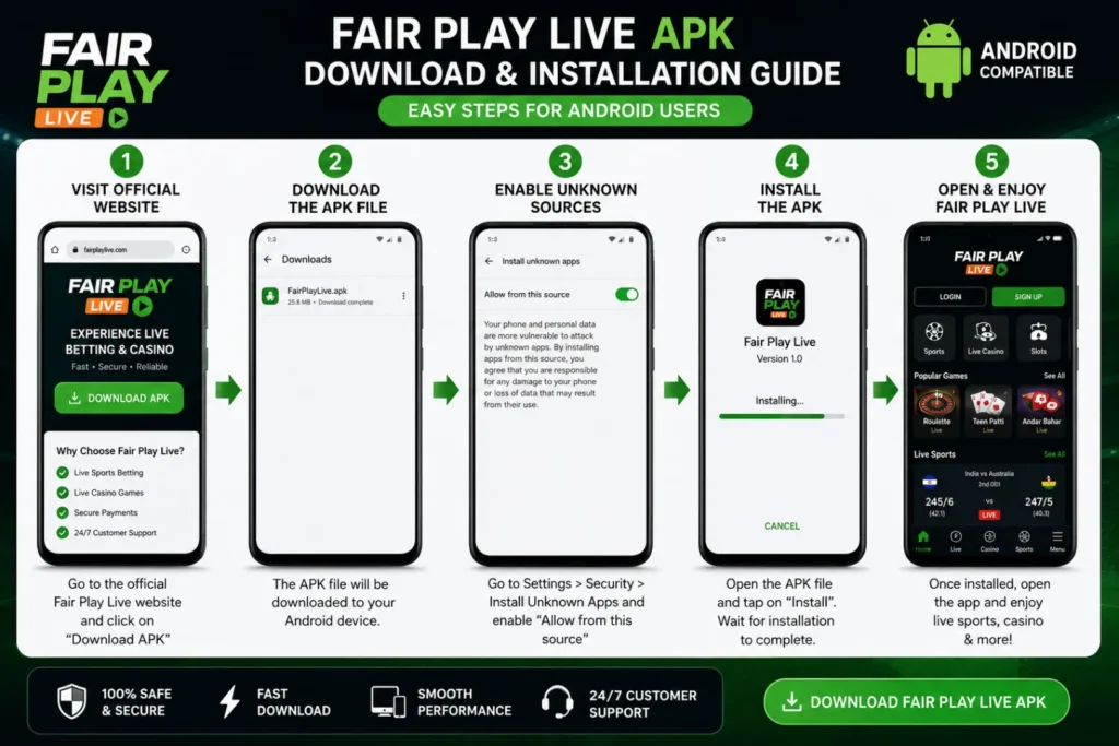 Fair Play Live APK download process on Android mobile