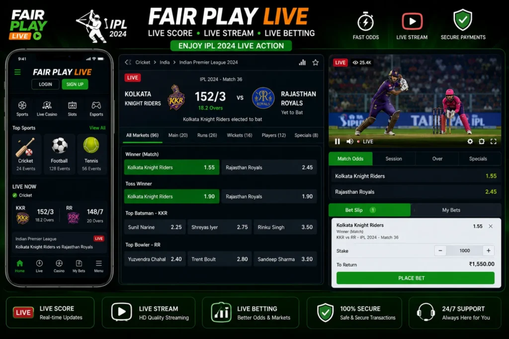 Fair Play Live match betting with live score and stream