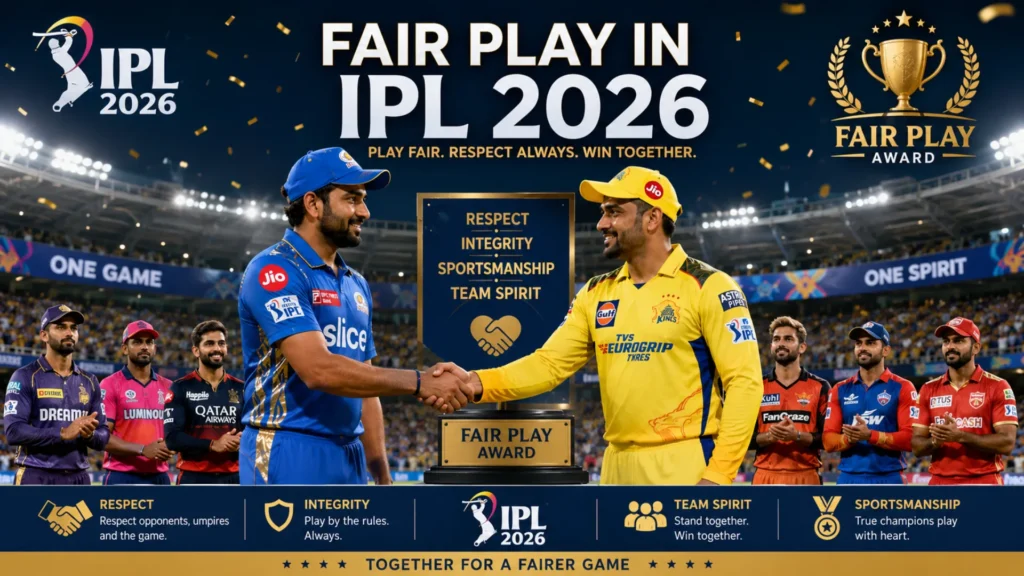 Fair play in IPL 2026 with cricket teams showing sportsmanship