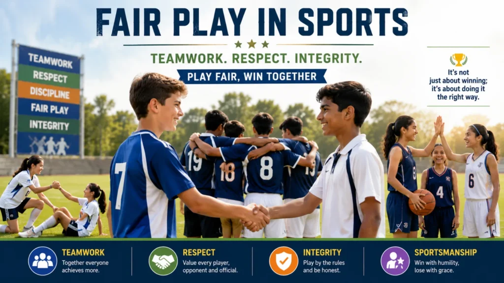 Fair play in sports showing teamwork and sportsmanship among athletes