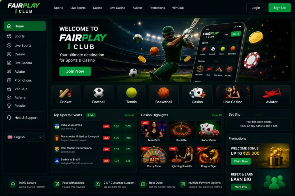 Fairplay 1 Club app mobile betting interface for Android users