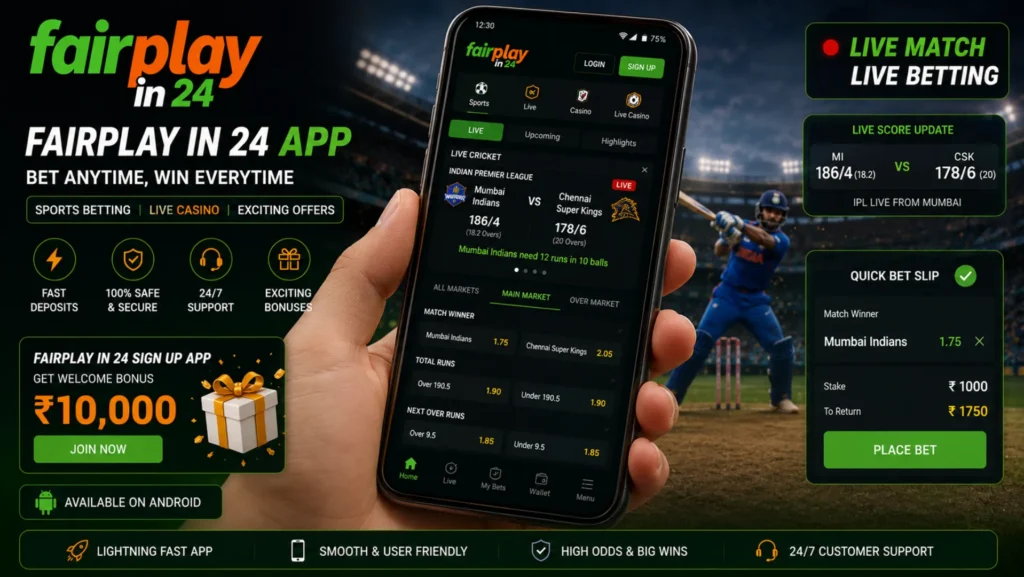 Fairplay In 24 sports betting mobile app interface