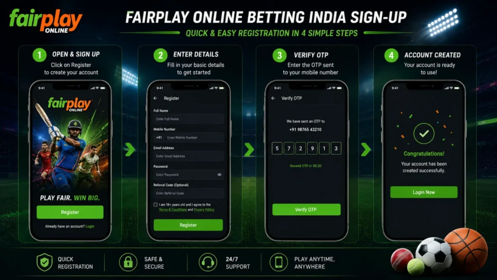 Fairplay Online betting India sign-up process on mobile app