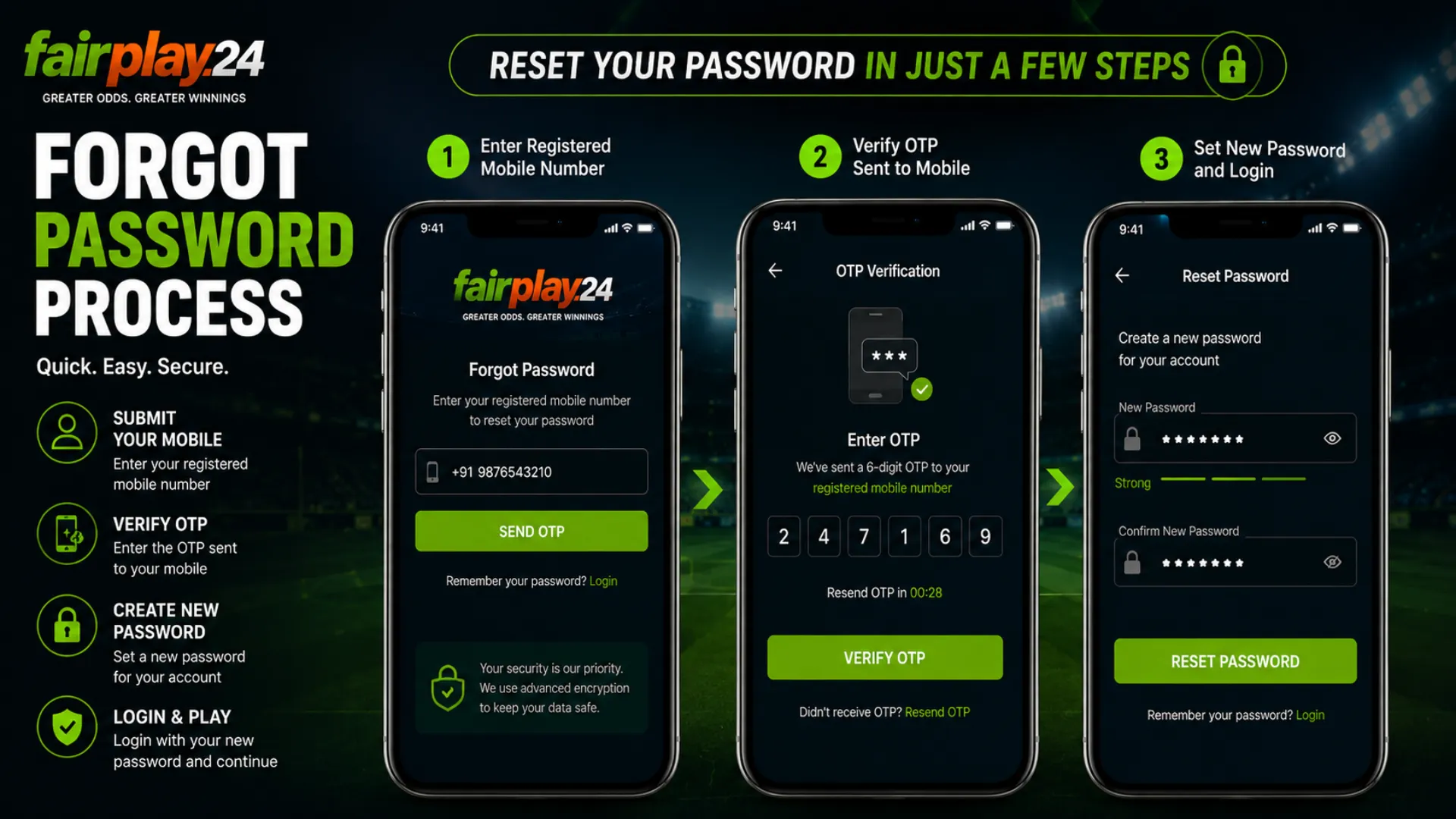 Fairplay24 login password screen on Android mobile