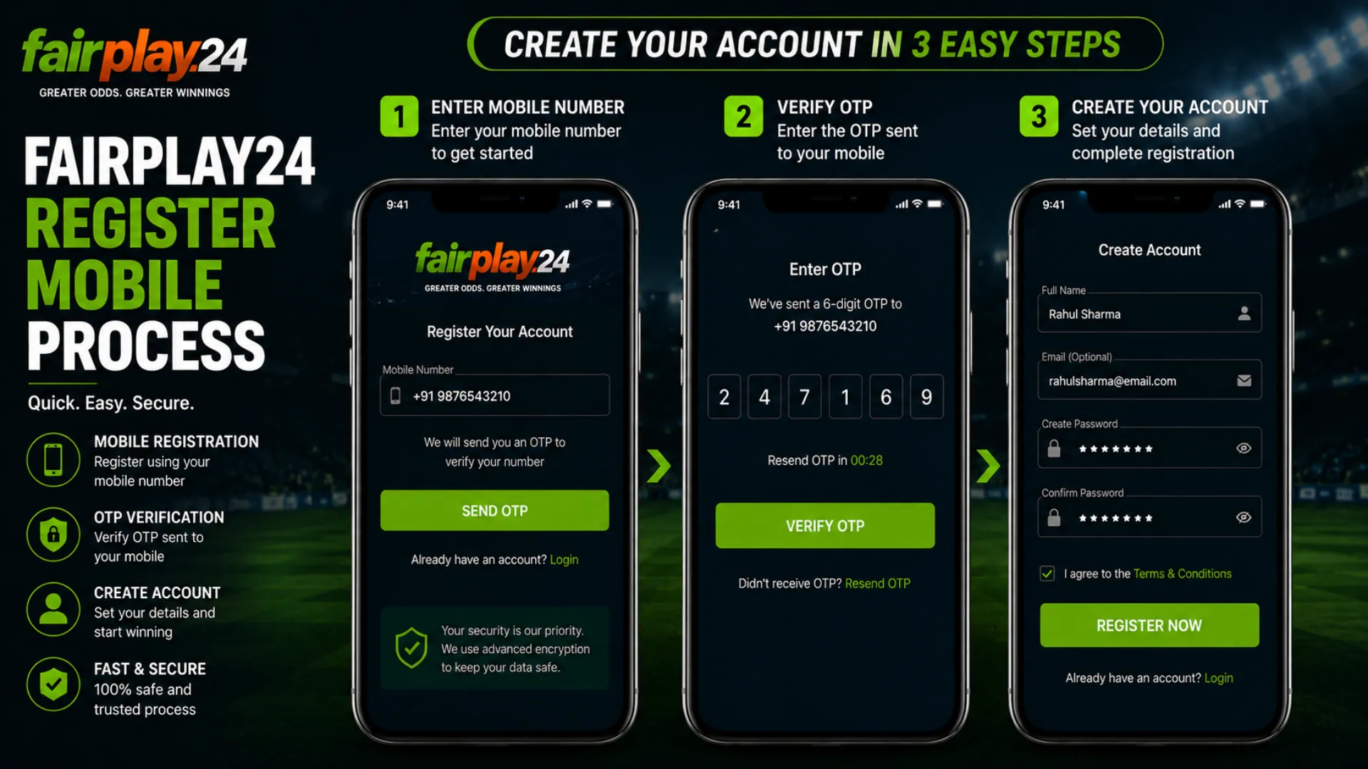 Fairplay24 register mobile account process