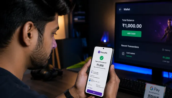 Successful Playinmatch deposit confirmation on smartphone screen