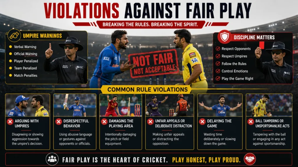 Common violations against fair play in cricket and sports